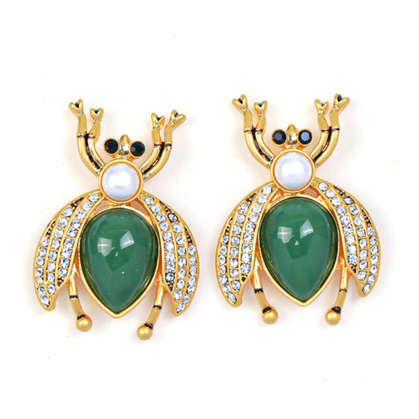 Fashion Vintage Handmade Earrings – 18K Gold Plated, Beautiful Simulated Gemstone Design - 图片 15