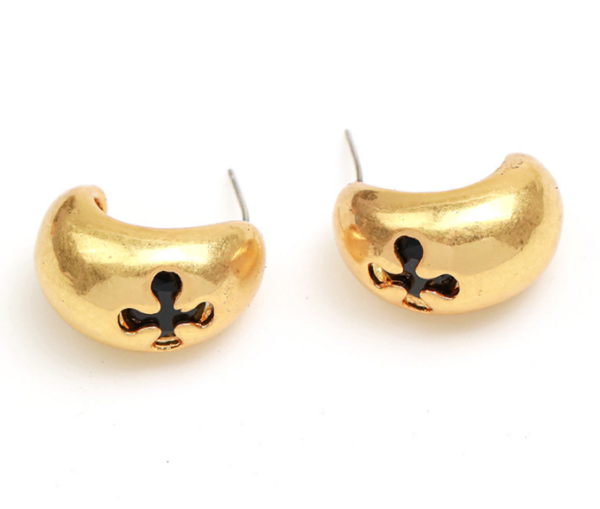 Gorgeous Vintage 18K Gold Earrings – Imitation Gemstone Design, Luxurious and Elegant Women’s Jewelry - 图片 14