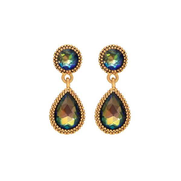 Gorgeous Vintage 18K Gold Earrings – Imitation Gemstone Design, Luxurious and Elegant Women’s Jewelry - 图片 4