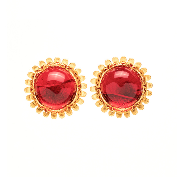 Gorgeous Vintage 18K Gold Earrings – Imitation Gemstone Design, Luxurious and Elegant Women’s Jewelry - 图片 3