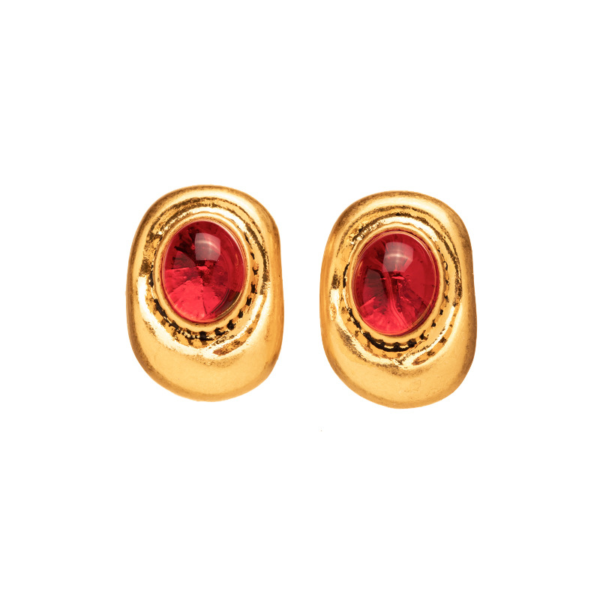 Gorgeous Vintage 18K Gold Earrings – Imitation Gemstone Design, Luxurious and Elegant Women’s Jewelry - 图片 16