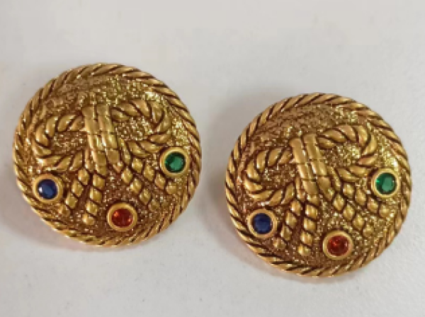 Gorgeous Vintage Handmade Earrings – 18K Gold Simulated Gemstone Design, Exquisite and Luxurious - 图片 11