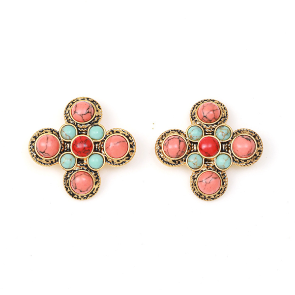 Handmade Fashion Vintage Earrings – 18K Gold Plated, Gemstone Extensions, Classic Design - 图片 13