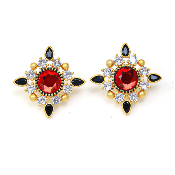 Handmade Fashion Vintage Earrings – 18K Gold Plated, Gemstone Extensions, Classic Design - 图片 10