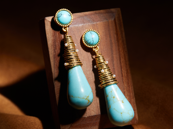 Gorgeous Vintage Handmade Earrings – 18K Gold Simulated Gemstone Design, Exquisite and Luxurious - 图片 10