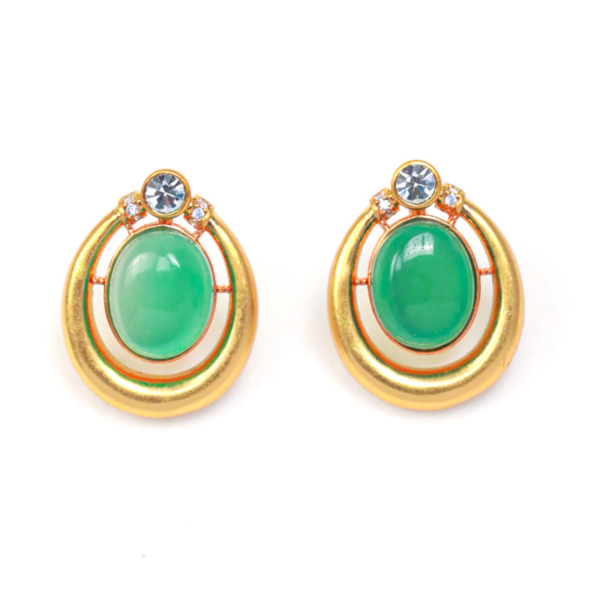 Handmade Fashion Vintage Earrings – 18K Gold Plated, Gemstone Extensions, Classic Design - 图片 5