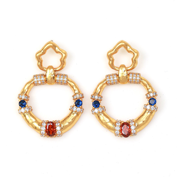 18K Gold Handmade Earrings – Gorgeous Vintage Style with Beautiful Gemstones - 图片 16