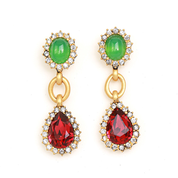 18K Gold Handmade Earrings – Gorgeous Vintage Style with Beautiful Gemstones - 图片 3