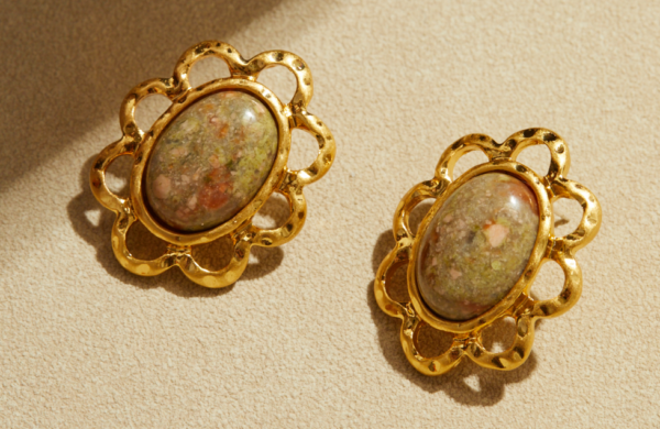 Gemstone Handmade Earrings – Fashion Vintage Design, 18K Gold Plating, Elegant - 图片 12