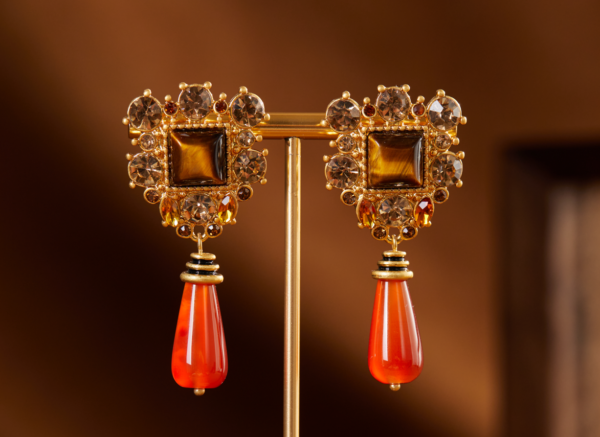 Gemstone Handmade Earrings – Fashion Vintage Design, 18K Gold Plating, Elegant - 图片 11