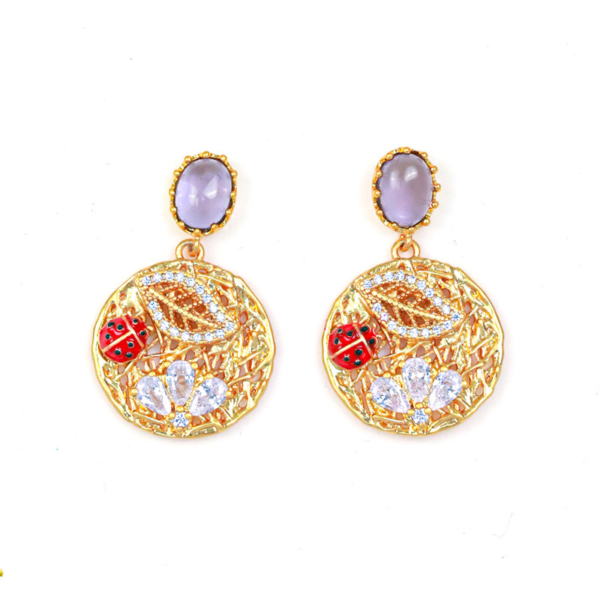 Gemstone Gorgeous Vintage Earrings – Handmade in 18K Gold, Luxurious and Exquisite - 图片 14