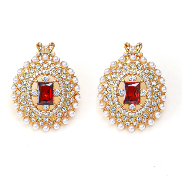 Gemstone Gorgeous Vintage Earrings – Handmade in 18K Gold, Luxurious and Exquisite - 图片 13