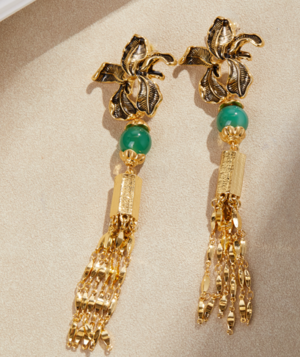 Palace style retro earrings, gold-plated gemstone earrings, fashion and elegance coexist - 图片 14