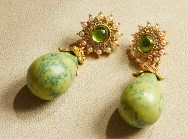 Gemstone Handmade Earrings – Fashion Vintage Design, 18K Gold Plating, Elegant - 图片 6