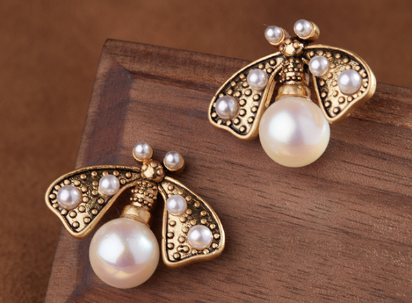 Handmade 18K Gold Vintage Earrings – Premium Imitation Gemstones, Exquisite Craftsmanship, Elegant and Fashionable - 图片 2