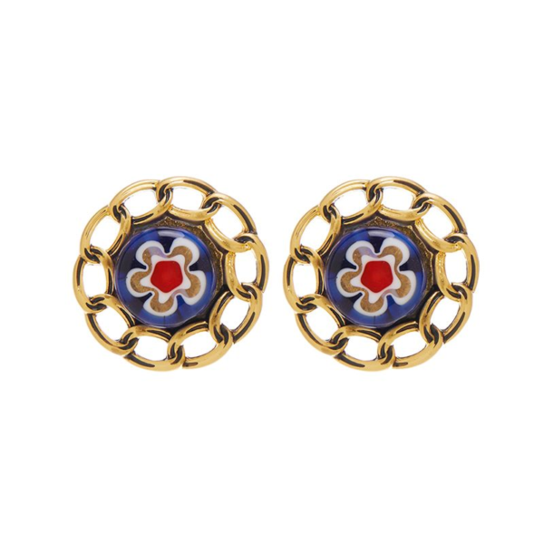 Handmade 18k gold-plated heavy craft retro earrings enamel glass beads earrings - 图片 6