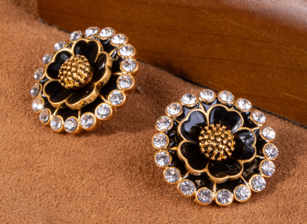 Handmade 18K Gold Vintage Earrings – Premium Imitation Gemstones, Exquisite Craftsmanship, Elegant and Fashionable - 图片 8