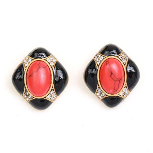 High quality 18K gold gemstone earrings – retro palace style, elegant party and daily design - 图片 7