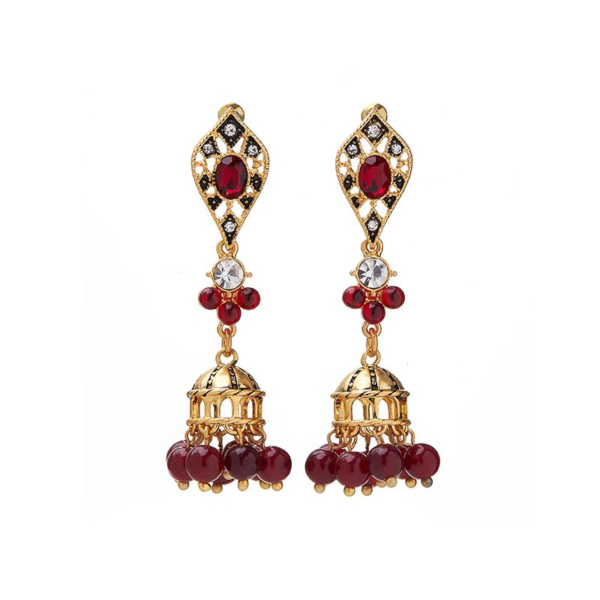 High quality 18K gold gemstone earrings – retro palace style, elegant party and daily design - 图片 8