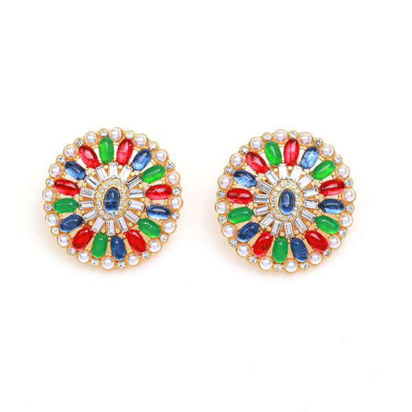 High quality 18K gold gemstone earrings – retro palace style, elegant party and daily design - 图片 11