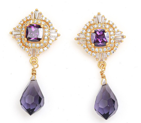 High quality 18K gold gemstone earrings – retro palace style, elegant party and daily design - 图片 10