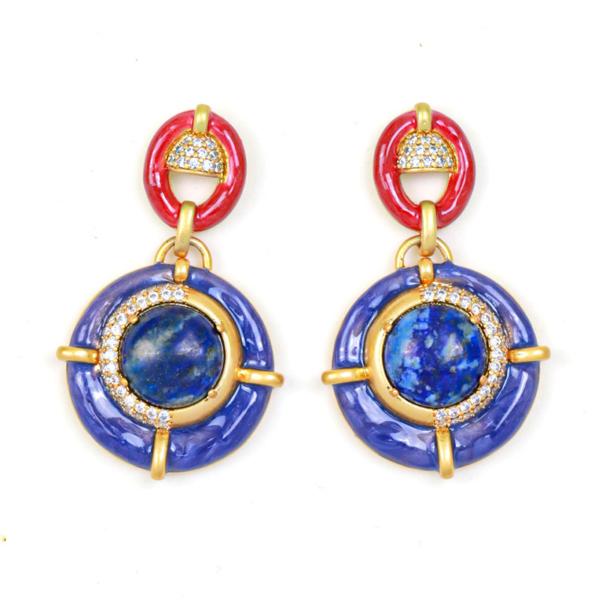 High quality 18K gold gemstone earrings – retro palace style, elegant party and daily design - 图片 9