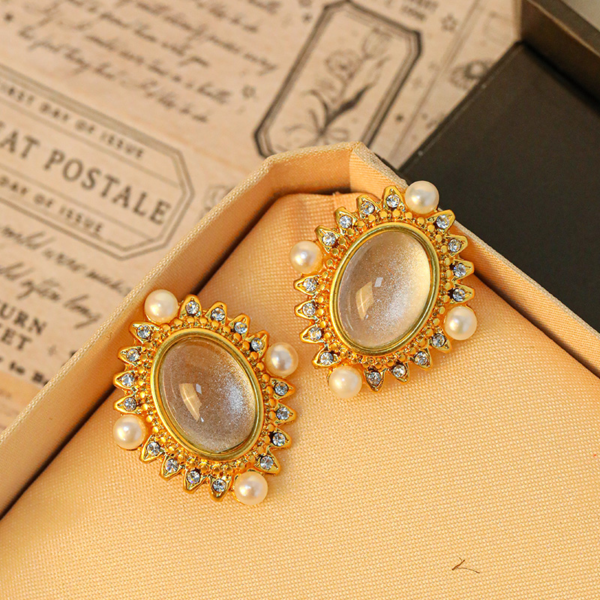 Handmade 18k gold-plated heavy craft retro earrings enamel glass beads earrings - 图片 7