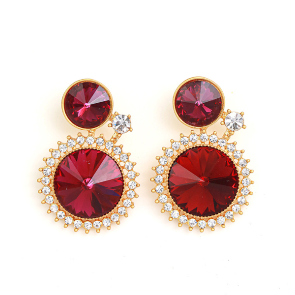 High quality 18K gold gemstone earrings – retro palace style, elegant party and daily design - 图片 17