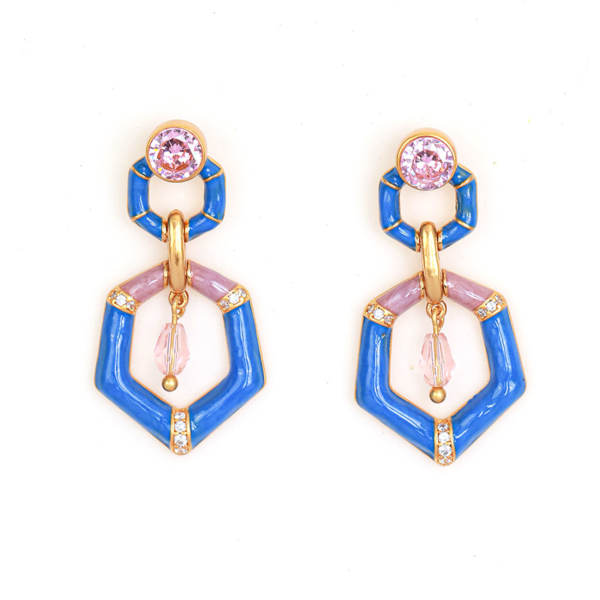 18K gold gemstone earrings – retro palace style design, elegant and high quality, suitable for party and daily wear - 图片 4