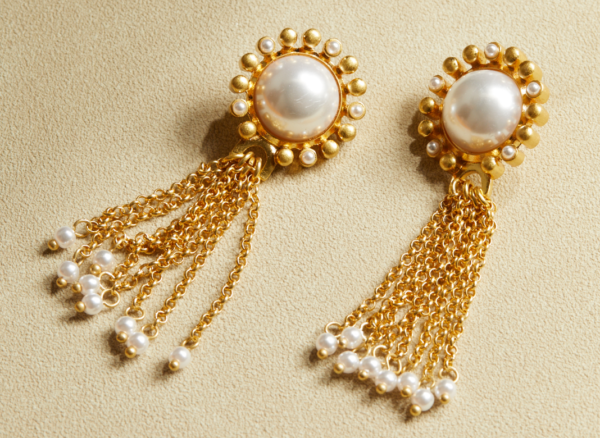 Retro court style earrings – 18K gold gemstone drop earrings, perfect for elegant daily wear and parties - 图片 2