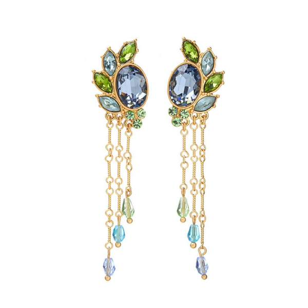 Retro and heavy design: 18K gold inlaid gemstone earrings, elegant and luxurious - 图片 2