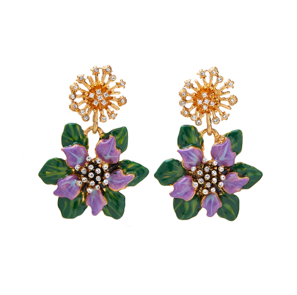 Retro and heavy design: 18K gold inlaid gemstone earrings, elegant and luxurious - 图片 17