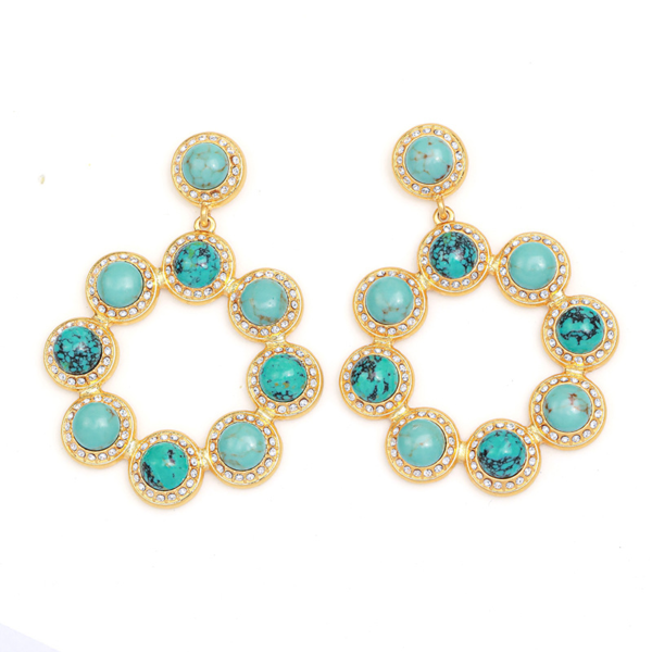 Retro and heavy design: 18K gold inlaid gemstone earrings, elegant and luxurious - 图片 16