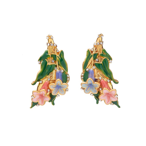 Retro and heavy design: 18K gold inlaid gemstone earrings, elegant and luxurious - 图片 12