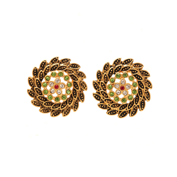 Handmade 18k gold-plated heavy craft retro earrings enamel glass beads earrings - 图片 9