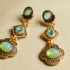 Fashionable retro gemstone earrings, made of 18K gold luxury - 图片 16
