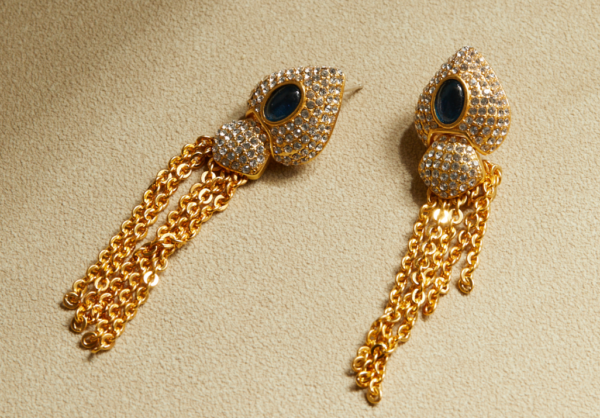 Fashionable retro gemstone earrings, made of 18K gold luxury - 图片 11