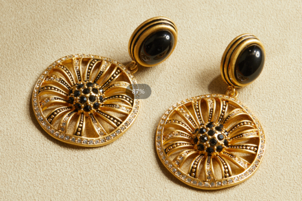 Fashionable retro gemstone earrings, made of 18K gold luxury - 图片 9