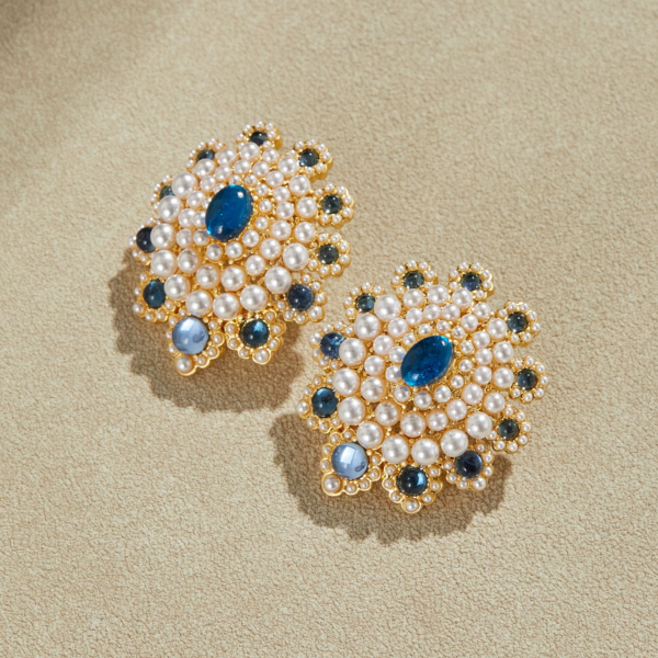 Fashionable retro gemstone earrings, made of 18K gold luxury - 图片 7