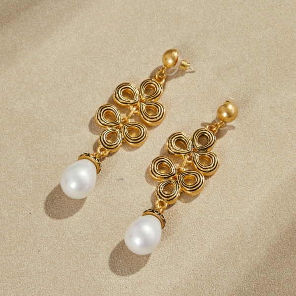 Fashionable retro gemstone earrings, made of 18K gold luxury - 图片 5