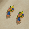 Fashionable retro gemstone earrings, made of 18K gold luxury - 图片 3