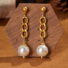 Heavy craftsmanship vintage style 18K gold earrings Handmade elegant female jewelry - 图片 9
