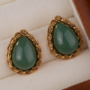 Heavy craftsmanship vintage style 18K gold earrings Handmade elegant female jewelry - 图片 7