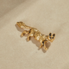 Copper plated 18K gold enamel semi-handmade brooch, gorgeous retro modern simple design, suitable for many occasions - 图片 2
