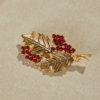 Exquisite handmade copper plated 18K gold brooch, embellished with enamel and semi-precious stones, suitable for daily use, dinners and parties - 图片 6