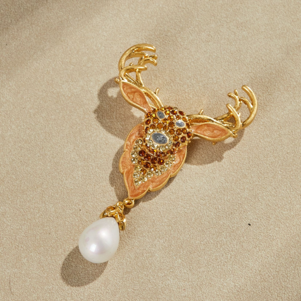Exquisite handmade copper plated 18K gold brooch, embellished with enamel and semi-precious stones, suitable for daily use, dinners and parties - 图片 5