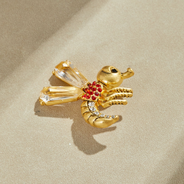 Exquisite handmade copper plated 18K gold brooch, embellished with enamel and semi-precious stones, suitable for daily use, dinners and parties - 图片 9