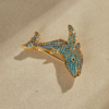 Exquisite handmade copper plated 18K gold brooch, embellished with enamel and semi-precious stones, suitable for daily use, dinners and parties - 图片 10