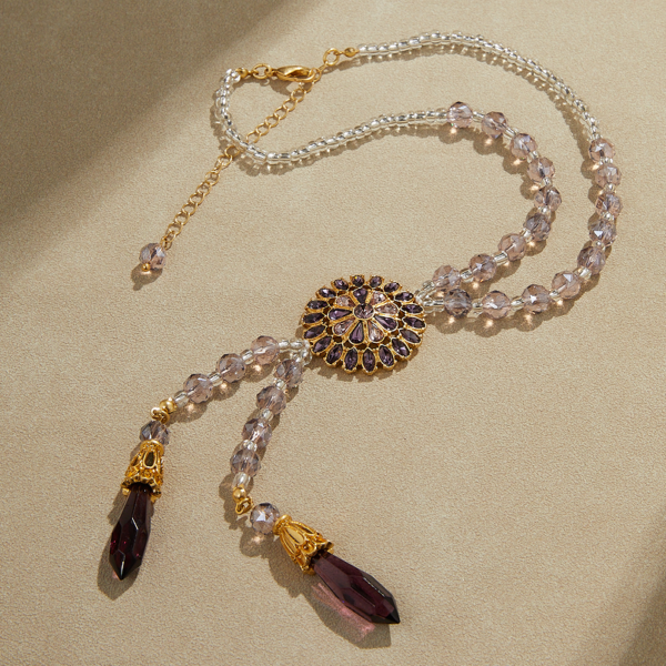 Exquisite handmade 18K gold-plated vintage necklace pendant, light luxury factory direct sales - 图片 3