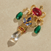 Copper plated 18K gold enamel semi-handmade brooch, gorgeous retro modern simple design, suitable for many occasions - 图片 11